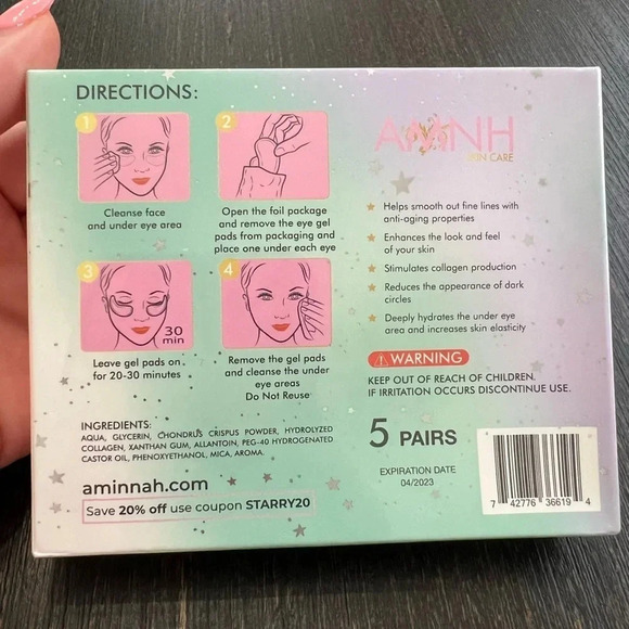 AMNH Skincare Collagen Gel Eye Pads - Picture 3 of 3